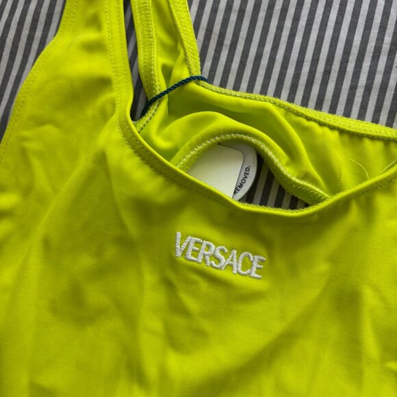 NWT Versace Men's One Piece Lime BRAT Neon Green Swimsuit Bodysuit in size 4 - Picture 4 of 5